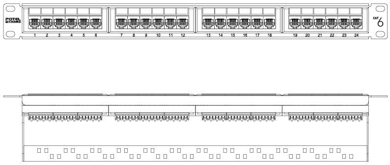 六类24位<span>非屏蔽RJ45配线架</span>结构图